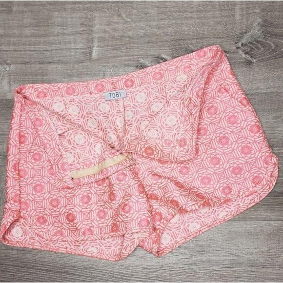 Tobi Womens Pink Floral Geometric Print Shorts Size M boho summer mini shorts - Picture 6 of 8